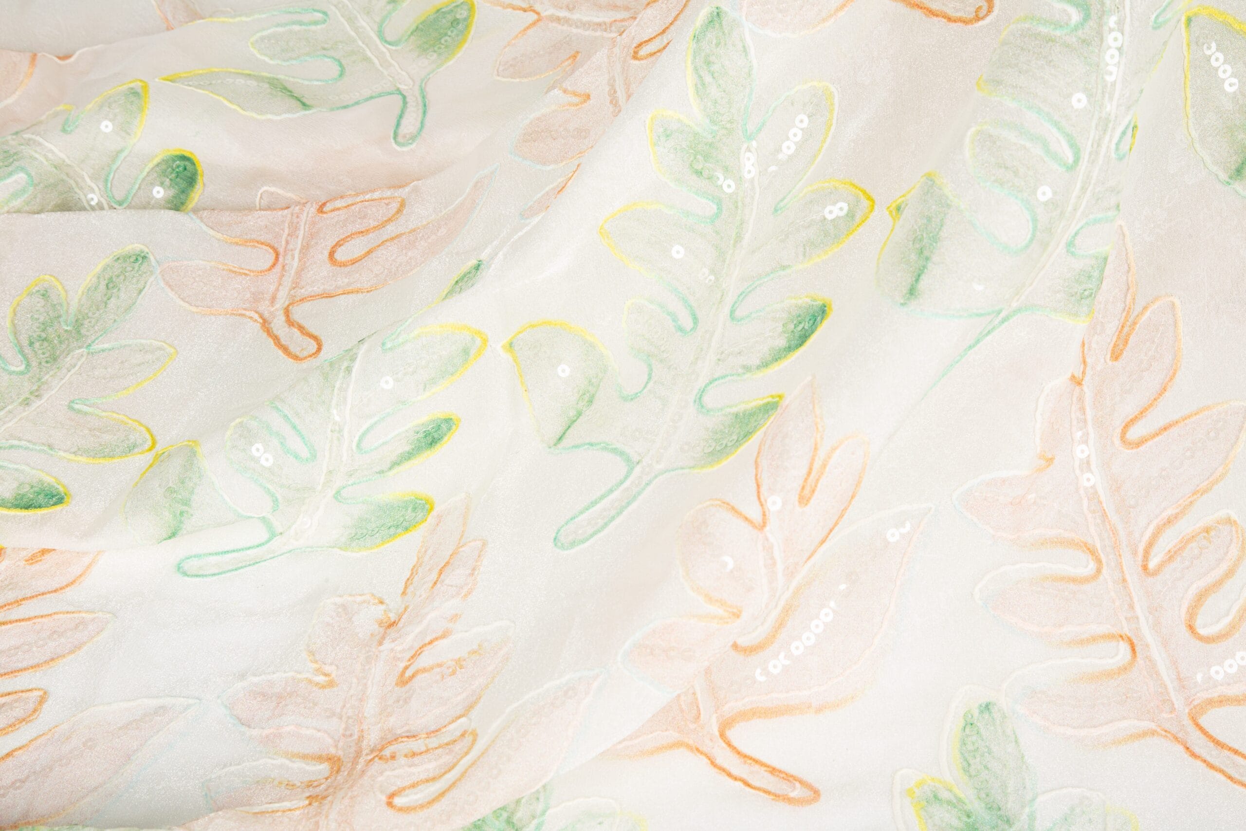 Fine Cord Embroidery Fabric Fine cord embroidery fabric with delicate raised outlines and refined floral patterns for bridalwear, dresses, and elegant fashion applications