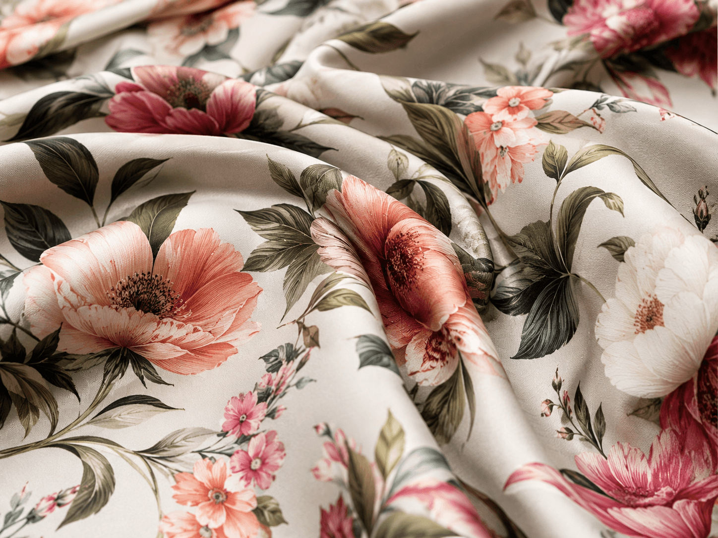 Acid Digital Printing on Silk Floral Fabric